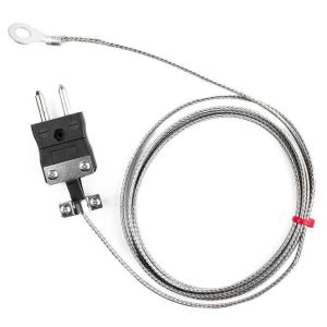 IEC Washer Thermocouple, Glassfibre insulated Cable with Stainless Steel Over-Braid Type J with Standard Plug Termination - 8.0mm Washer Hole Size