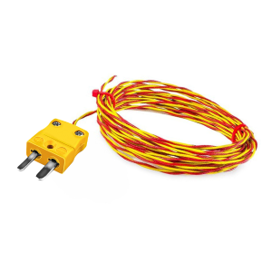ANSI High Temperature Glassfibre Twin Twisted Exposed Welded Tip Thermocouple Type K with Miniature Plug Termination - 10M Length