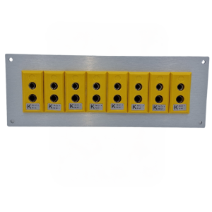 Thermocouple Connector Aluminium Panel with Type K ANSI Standard Sockets - 8 Way