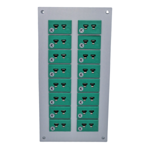 Thermocouple Connector Aluminium Panel with Type K IEC Miniature Sockets - 16 Way