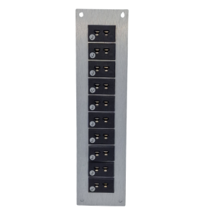 Thermocouple Connector Aluminium Panel with Type J IEC Miniature Sockets - 10 Way